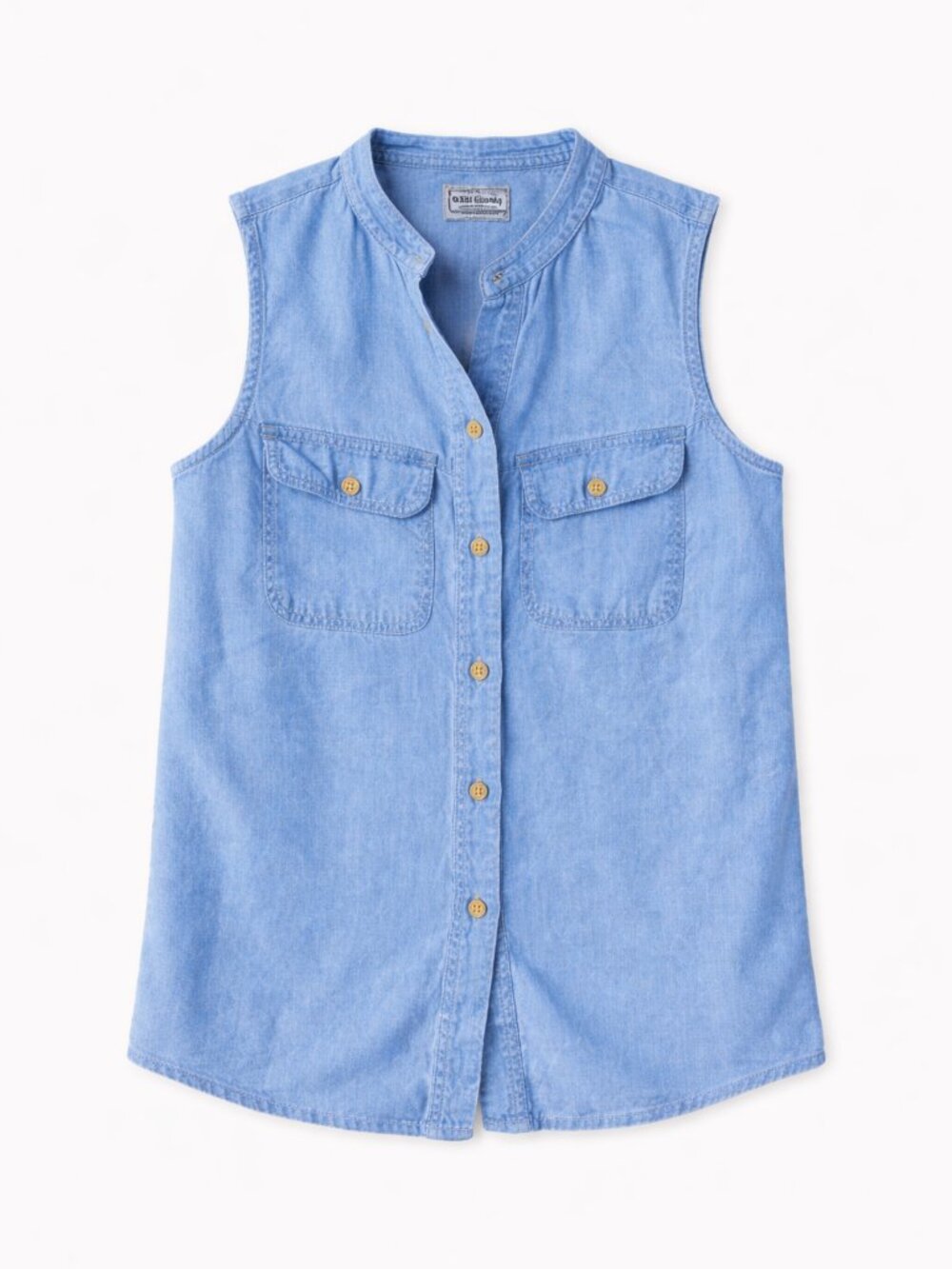 Arizona Jean Company Light Blue Denim Sleeveless Shirt, Size Large
